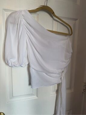 Arket White Draped One-Shoulder Top